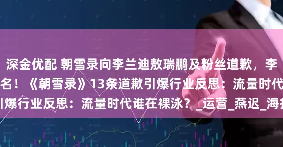 深金优配 朝雪录向李兰迪敖瑞鹏及粉丝道歉，李兰迪变秦九？敖瑞鹏改名！《朝雪录》13条道歉引爆行业反思：流量时代谁在裸泳？_运营_燕迟_海报